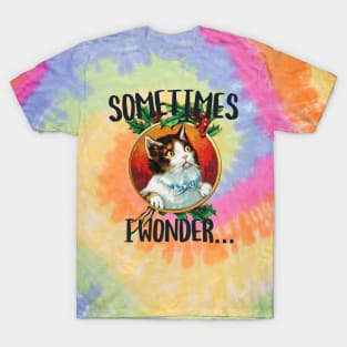 Sometimes i wonder...contemplative funny cat staring T-Shirt